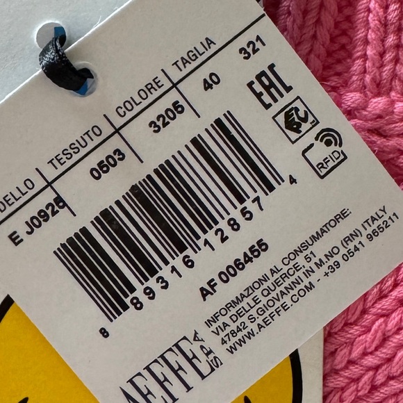 Moschino Pink Crewneck Sweater with Yellow Smiley Face Brand New with Tags 😃 - Picture 3 of 9